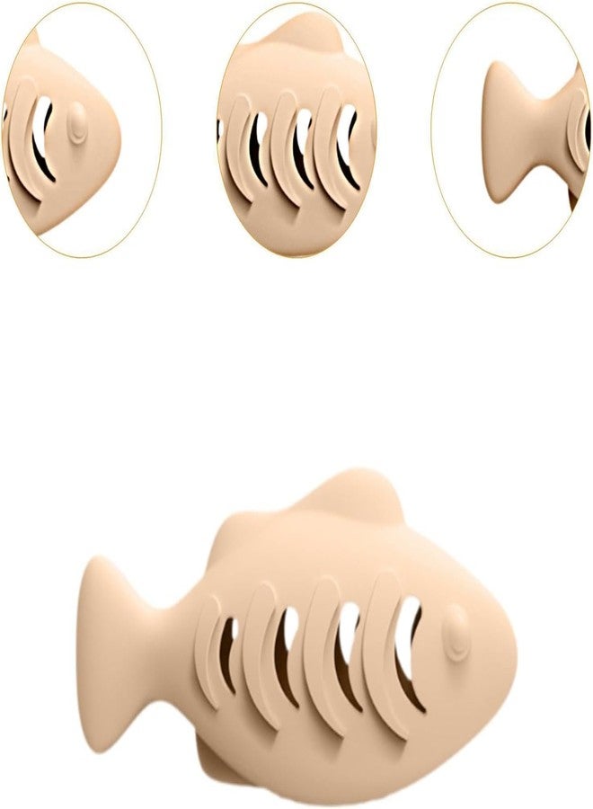 VALUEVIBES Silicone Fish Shape Cat Toothbrush & Teething Toy - Cat Toy & Food Dispenser Feeder for Indoor Cats (Beige) - Image 3